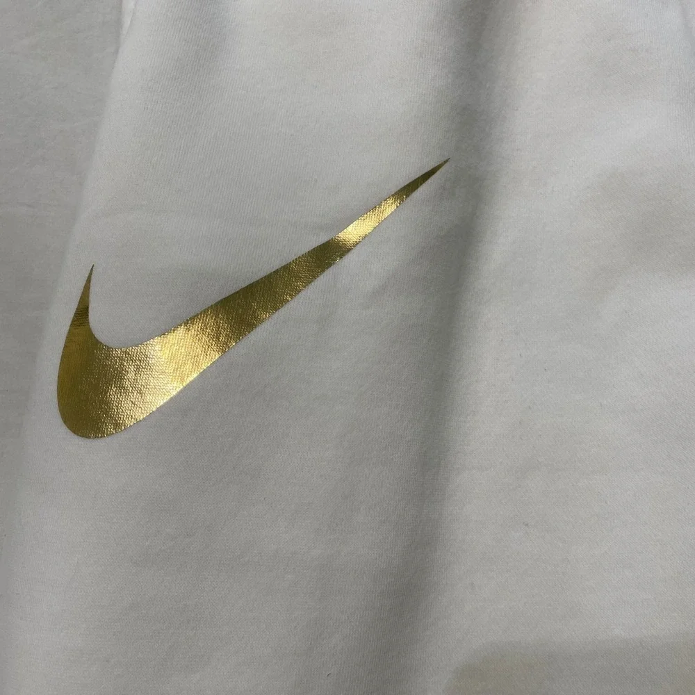 Nike Joggers Womens L White Gold‎ Metallic Sportswear Fleece Sweatpants Logo